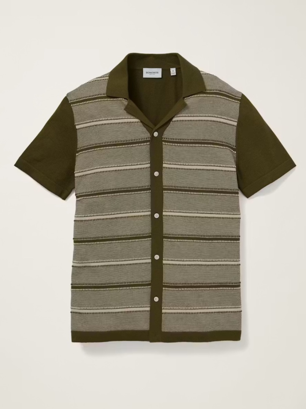 NWOT Bonobos: Hudson Cabana Sweater Polo Green Beige Cotton Stripe